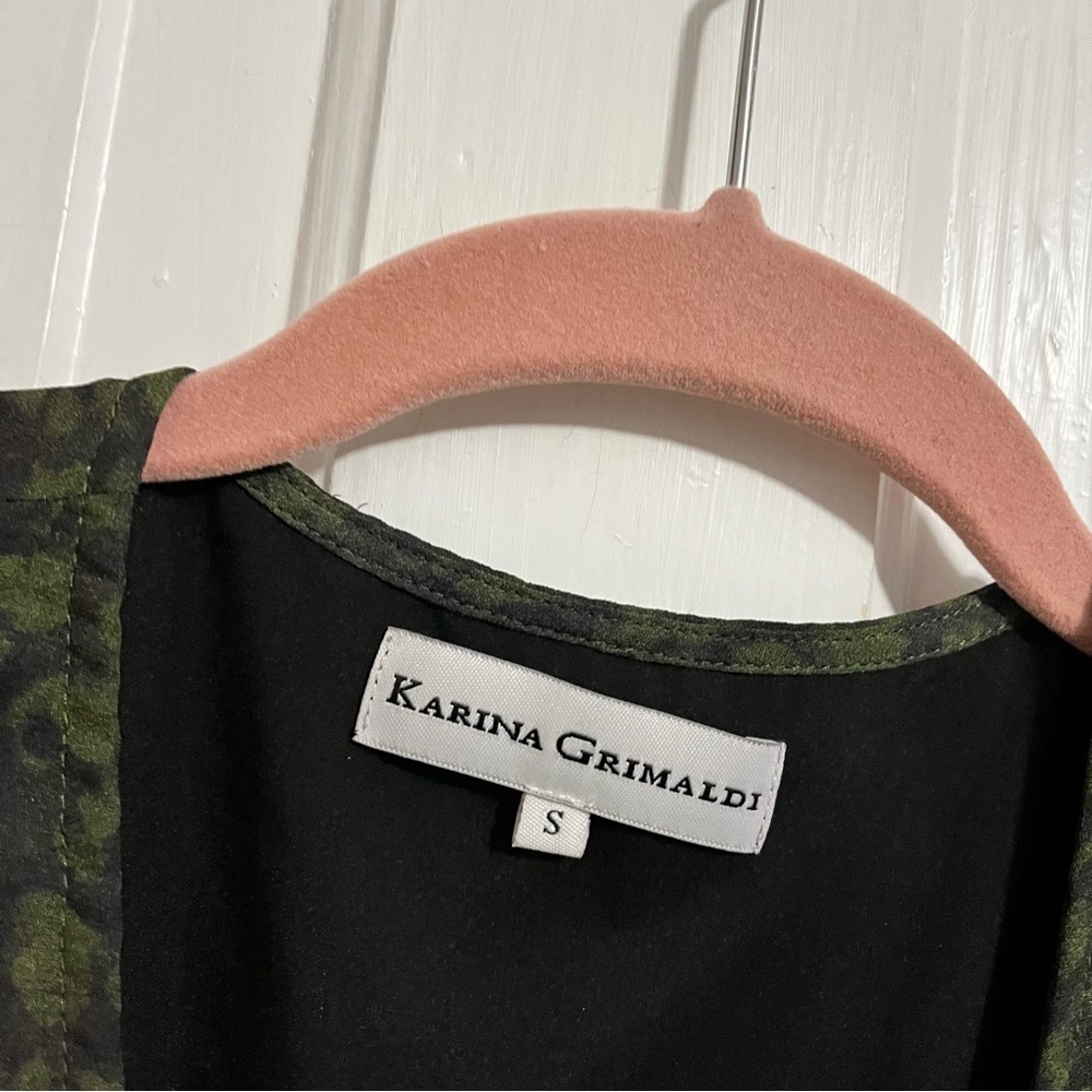 Karina Grimaldi Green Black Wrap Dress Long Sleeve Small - Picture 3 of 7